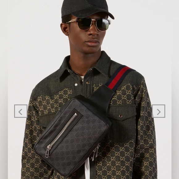 100% AUTHENTIC GUCCI BLACK SLING BACKPACK - Picture 5 of 7